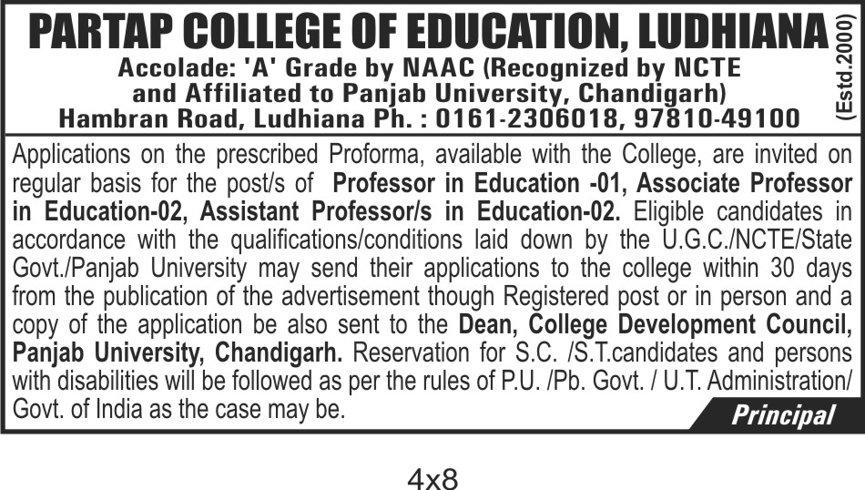 Applications are invited for Vacancies of Professor, Associate Professor, Assistant Professor