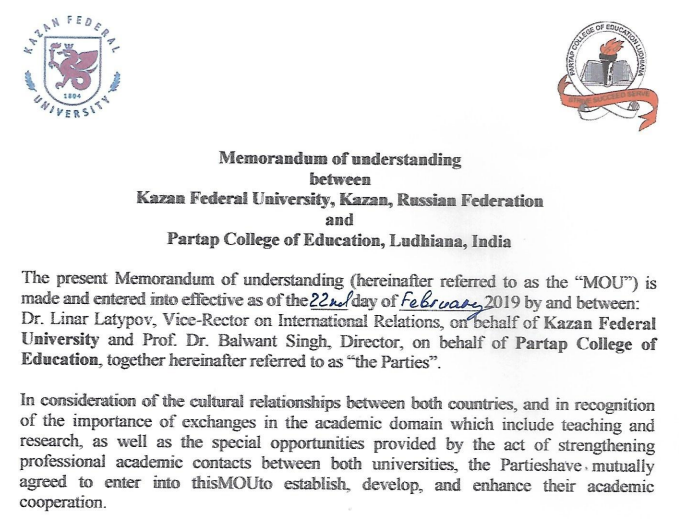 MoU-International Collaborations